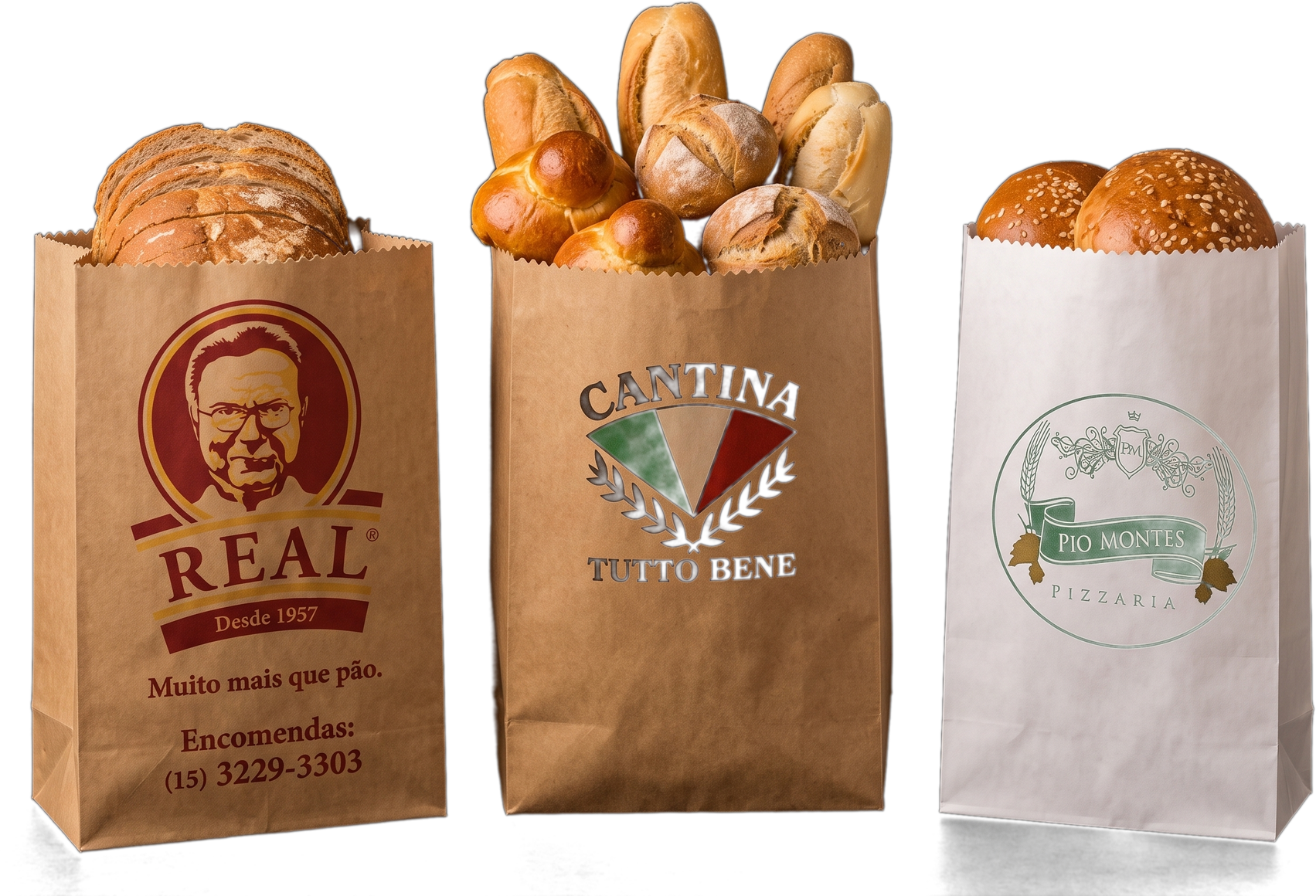 Sacos de papel para pão personalizados com marcas de clientes